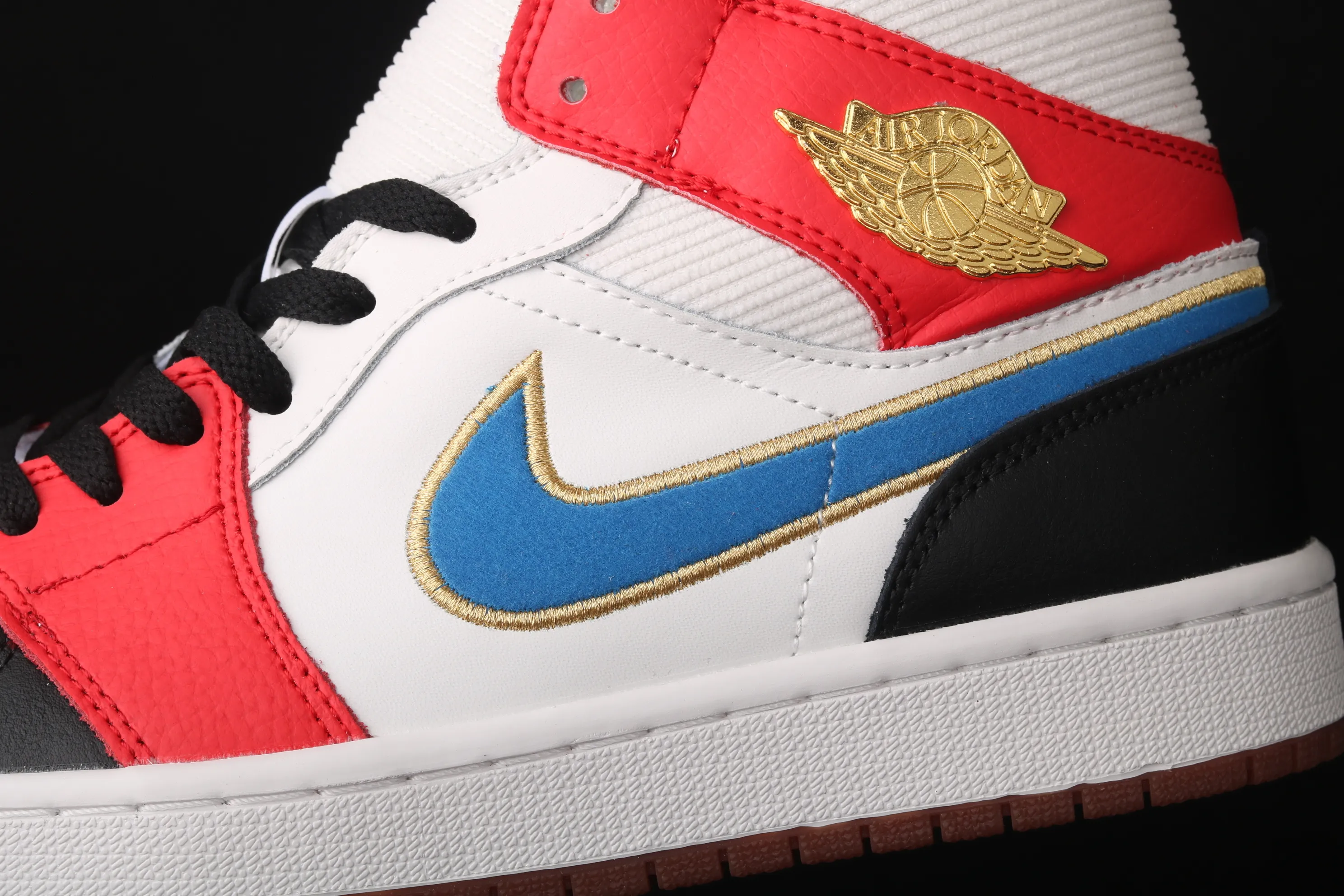All categories Air Jordan Jordan series basketball shoes Air Jordan 1 Mid Air Jordan 1 Mid AJ1 Joe 1 colorful stitching metal flying wings DC1426-100